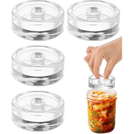 4 PCS Poids de Fermentation, Poids en Verre pour Fermentation en Verre ø7 CM, Bocal Fermentation en Verre avec Poignée Facile à Saisir