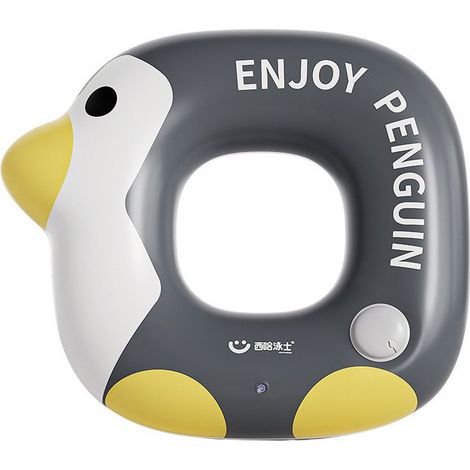 Bouée de Natation Pingouin 70cm, Épaisse en Mousse et PVC Gonflable, Anneau de Bain pour Enfants et Adultes