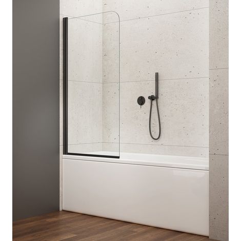 Paroi de baignoire VILMA 600x1400mm, noir/verre transparent (1/4)