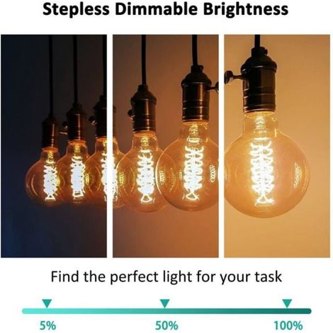 Ampoule vintage globe dimmable - - G80 - E27 - 40W - Blanc chaud 2700K - Lot de 2 - Filament tungstène (1/4)