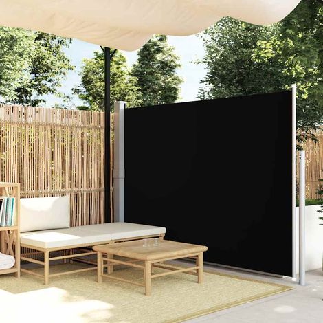 Side Awning  Black  Polyester with PU coating, Powder Coated Steel vidaXL