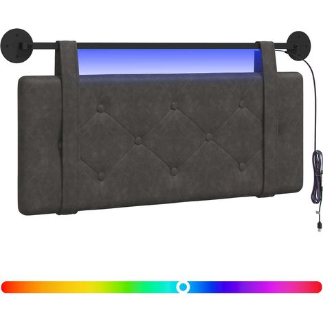 Testiera Testata del letto sospesa Con luce LED Nero PU Antico (1/5)