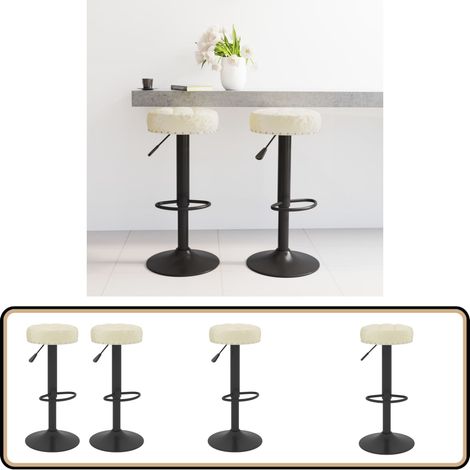 Barhocker 2 Stk. Creme Samt - Samt Sessel - Barhocker - Creme Farbe - Drehbare Barhocker - Gaslift Stuhl