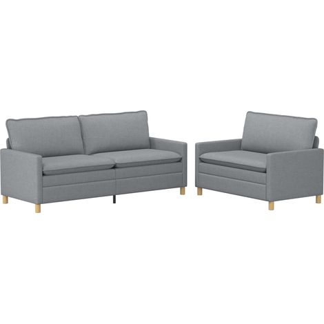 Sofa Set 2 stk. Hellgrau Stoff vidaXL
