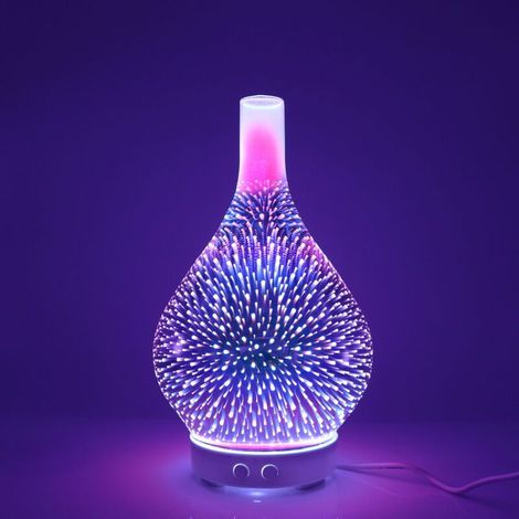 Aougo – Diffuseur d'huiles essentielles 120 ML – Humidificateur d'air ultrasonique – Arrêt automatique – Lumières LED 7 couleurs – Pour bureau et spa - 3D-Glass (1/4)