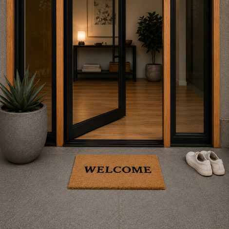 Kokos-Fußmatte - "Welcome" - 40 x 60 cm - Rutschfest, staubfrei & effektiver Schmutzabrieb (1/5)