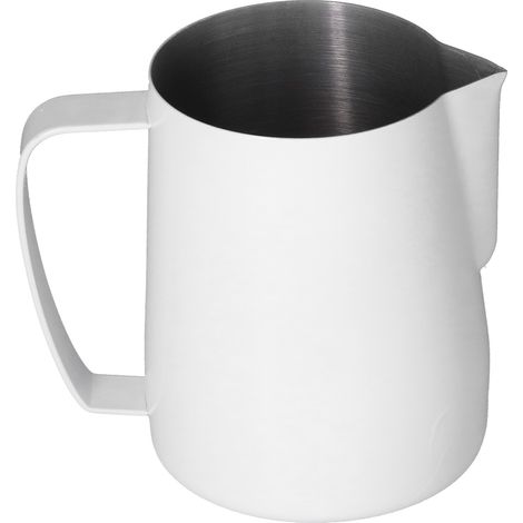 Pitcher à lait inox pour mousseur à café, bec verseur pointu pour barista - Blanc