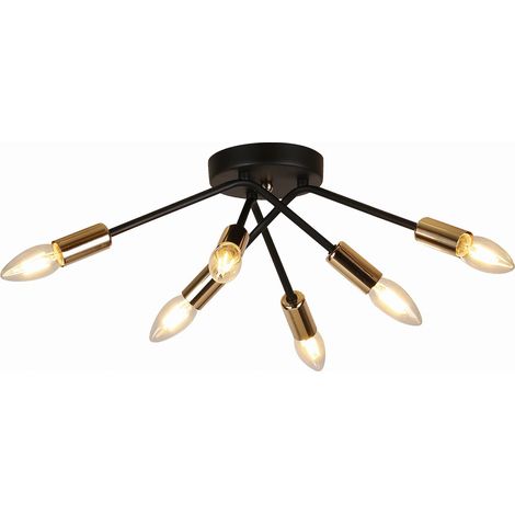 Lampadario Candellux Tiara nero oro dimmer 6xE14 33cm