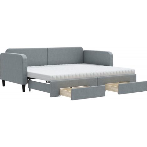 Maison Exclusive - Divano Letto Estraibile Cassetti Grigio Chiaro 90x200cm Tessuto