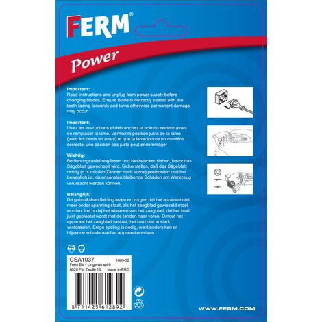FERM CSA1037 Lame de scie de précision 80 dents (HSS) pour CSM1038