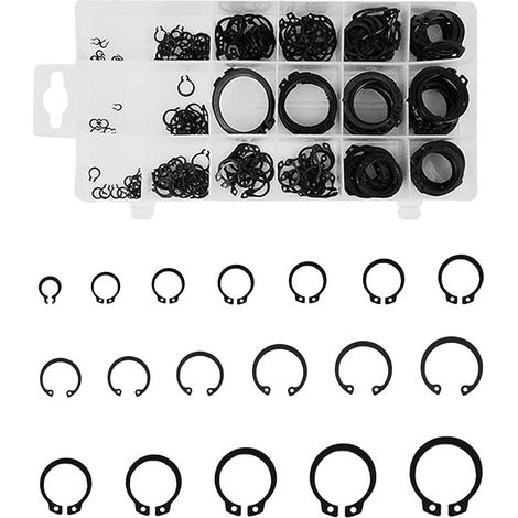 300x Assortiment de Circlips Coffret de Assortiment Circlip Snap Assortiment Noir Circlip Kit De Retenue Externe Snap Kit Pour l'intérieur et l'extérieur (1/5)