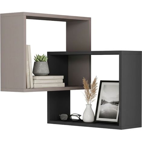 Mensola Fiandra, 3 Ripiani, Colore Struttura Nero, Sfumatura Colore Struttura Antracite, 68x60x68h cm Beige