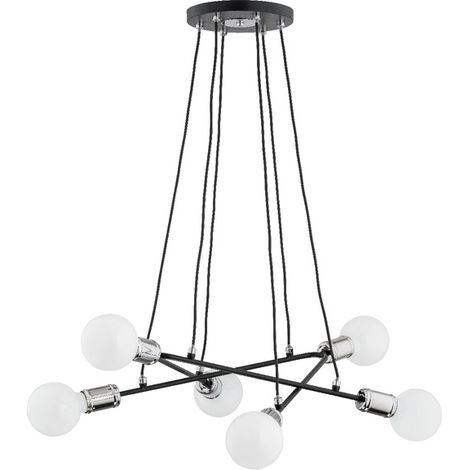 Lampada a sospensione industriale VIVIA 6xE27 nera Alfa (1/2)