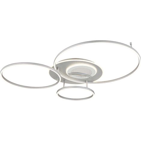 LED Deckenleuchte Wohnzimmerlampe Metall silber dimmbar Fernbedienung L 116 cm