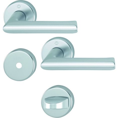 Ensemble sur rosace CONFLUENCE avec béquille - 40 mm - condamnation sans voyant - argent - HOPPE