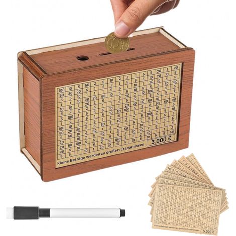 tirelire en bois, boîte de rangement pour pièces de monnaie (1/5)