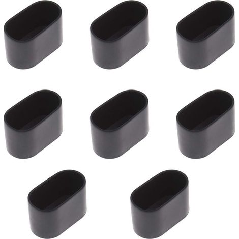 Lot de 8 embouts ovales pour pieds de table et chaises, revêtement en caoutchouc souple anti-rayures – 40 x 20 mm (noir) (1/5)