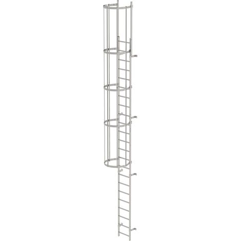 Günzburger Steigtechnik Escabeau à une marche avec protection dorsale (construction) Acier inoxydable 7,64 m - 530110 (1/4)