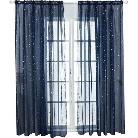Tenda a pannello in tulle per finestra o porta, ideale per camera da letto, soggiorno o bar, 100 x 200 cm (blu navy).