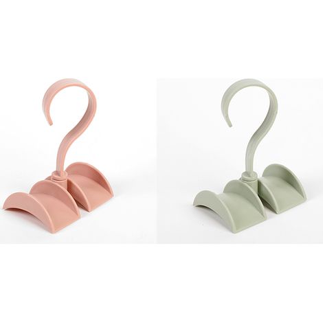 BEBUSINGOTO Juego de 2 ganchos para colgar manos, cinturones, bufandas y chales, color verde y rosa, soporte giratorio para bolsos de armario. (1/5)