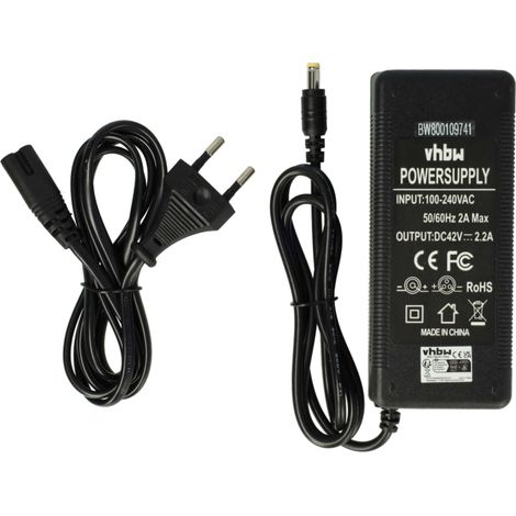 vhbw 220V Alimentatore 90W compatibile con Batteria e-Bike, Pedelec, Bicicletta elettrica con connettore sostituisce HP1202L3.