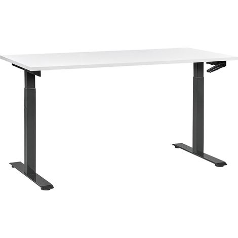 Scrivania regolabile manualmente nero e bianco 160 x 72 cm DESTINES