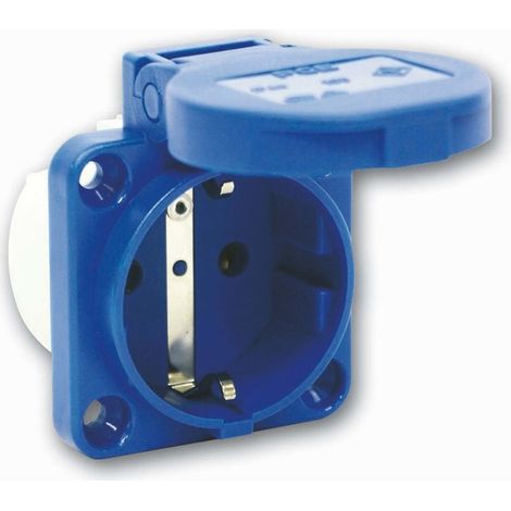 Enchufe de panel 10/16A 2P+Z Schuko 230V azul IP54 105-0b