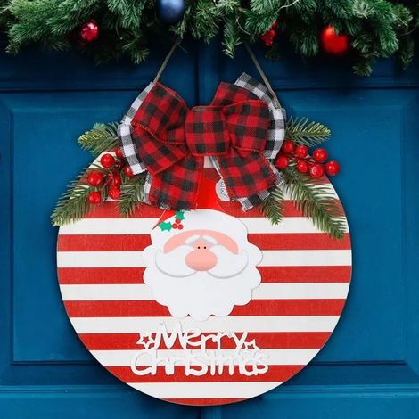Panneau de couronne de Noël ornement extérieur, panneau en bois à carreaux de buffle (1/5)