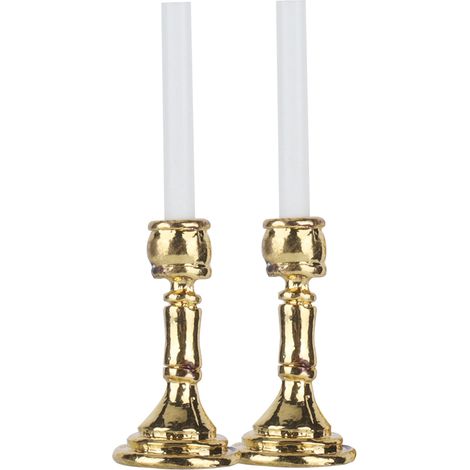 paire de chandeliers dorés miniatures pour maison de poupée (échelle 1:12), jouet décoratif. (1/5)