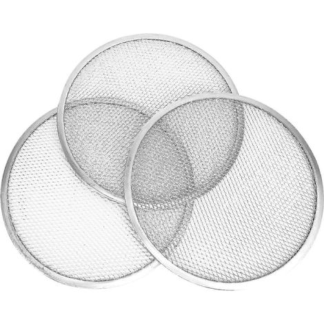 Plaque à pizza ronde en aluminium de 30 cm (12 pouces) avec trous pour une croûte croustillante (argentée) (1/5)