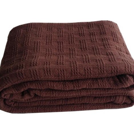 Couvre-lit en pur coton, couette chaude pour lit double, couverture confortable en tissu doux, jetée d'automne légère 109 x 160 cm - motif à carreaux (marron café) (1/4)