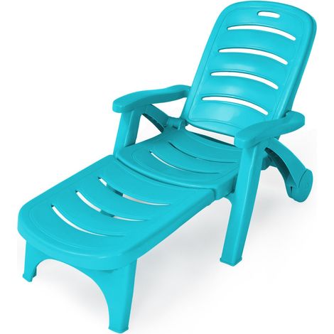 Chaise longue pieghevole con schienale reclinabile 127,5 x 75,5 x 105,5 cm comoda e pratica per patio o giardino blu PP 200011251