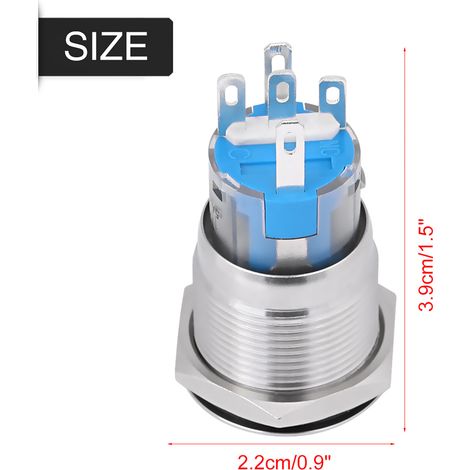 12V weißer LED-Motorstartknopf aus silberfarbenem Edelstahl