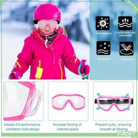 Fafeicy Des lunettes de protection Lunettes anti-buée étanches à la poussière pour enfants Lunettes de materiel protection Rose (1/5)