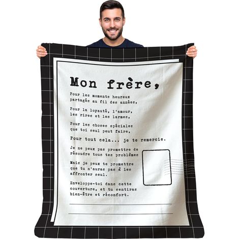 Plaid Personnalisé Doux Polaire pour Offrir à Son Frère. Idée Cadeau Insolite pour Un Anniversaire Noel la Fête des Pères Mariage. Couverture Couvre Lit pour la Deco (140 x 180 cm) (1/5)