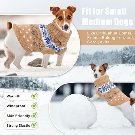 Dog Pet Sweater, Winter Warm Dog Cat Jumper Clothes, Coat for Pets Costume Puppy Jumper Kitten Sweater Clothes for Dogs Cats (1/4)