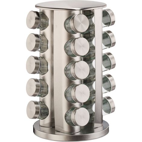 Giradischi per spezie pratico cucina 20 barattoli 5 ripiani 360° in acciaio inossidabile argentato 130012346