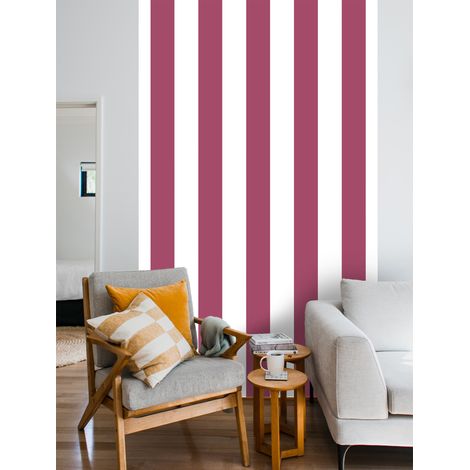 Papier peint panoramique, rayure prune, tendance rayure, 250 cm X 150 cm (1/5)