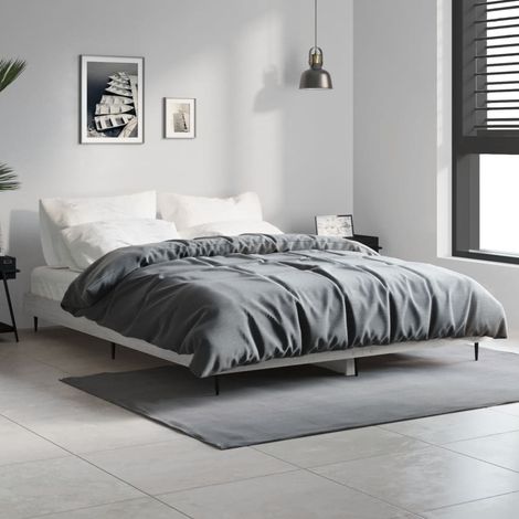 Estructura de cama madera de ingeniería gris Sonoma 135x190 cm vidaXL (1/5)