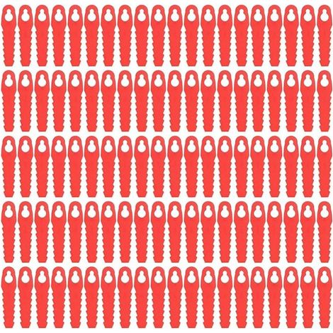 Lames De Rechange en Plastique, 100 Pièces pour Tondeuse à Gazon De Cour, Lames De Tête De Coupe De Rechange, 85Mm, Accessoires De Tondeuse à Gazon De Jardin (Rouge) (1/5)