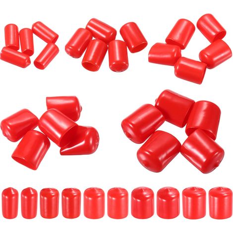 50Pcs Embout Caoutchouc 9.5mm 12.5mm 15.5mm 19mm 22mm Cache Vis Rouge de Protection Rond pour Boulon, Tuyau de Plomberie (1/5)