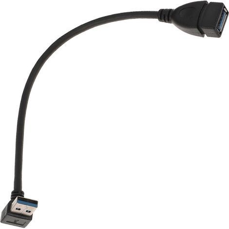 USB 3.0-Verlängerungskabel, rechtwinkliger USB-Adapter (90°-Winkel) – 23 x 2,5 x 1,5 cm – Schwarz (1/4)