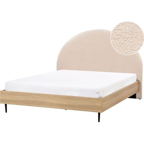 Bett mit Lattenrost Bouclé MILLAY 160 x 200 cm Beige