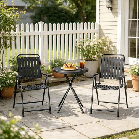 Set tavolo sedie giardino pieghevole in vetro OKMYHOME (1/5)