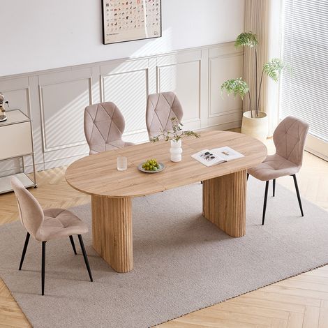 Wokaka Table à manger ovale 180 cm pour 6-8 personnes – MDF couleur chêne – Style scandinave