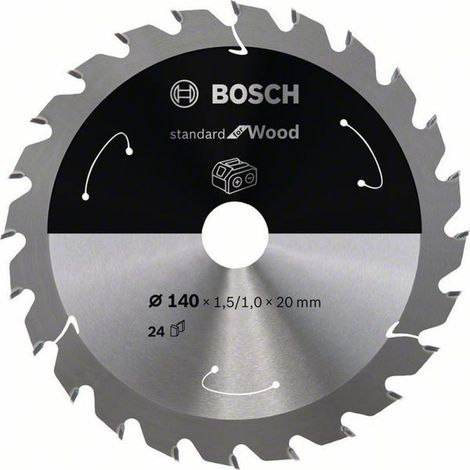 Bosch Akku-Kreissägeblatt Standard for Wood, 140 x 1,5/1 x 20, 24 Zähne, Freiwinkel 12°, Spanwinkel 20°