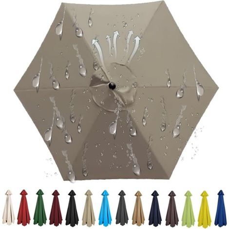 Housse de Rechange pour Parasol 200cm 250cm 270cm 300cm Toile Parasol d'extérieur À 6 Baleines Auvent de Rechange pour Parasol de Terrasse Tissu de Polyester(L60,3.0M 9.8ft/6 Ribs) (1/5)