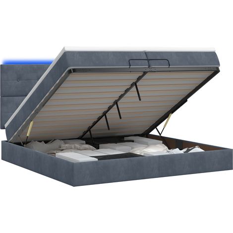 Maison Exclusive - Letto Ottomano con Materasso e LED Grigio Scuro 200 x 200 cm (1/5)