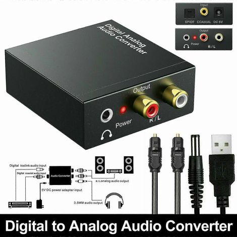 Adaptateur de convertisseur Audio numérique vers analogique Toslink Coaxial optique Rca 3.5mm L/r (1/5)