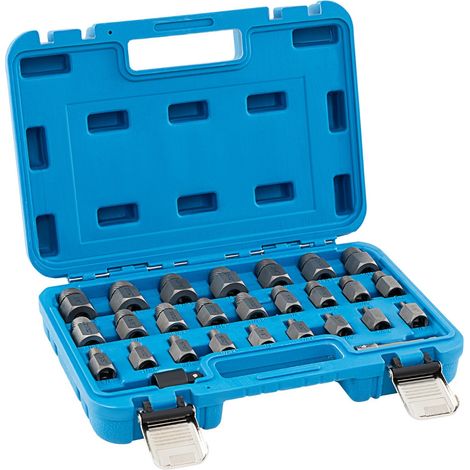 Set di 27 estrattori per viti e bulloni 29 x 20 cm facili da riporre ideali per lavori automobilistici e di ristrutturazione acciaio al cromo-molibdeno blu 200012280